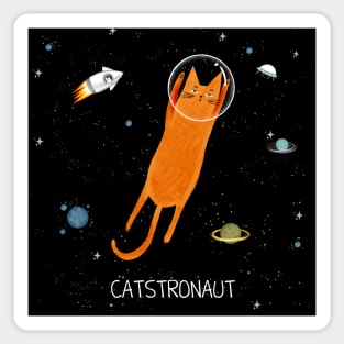 Cats in space. Cute typographi print with catі astronaut. Sticker